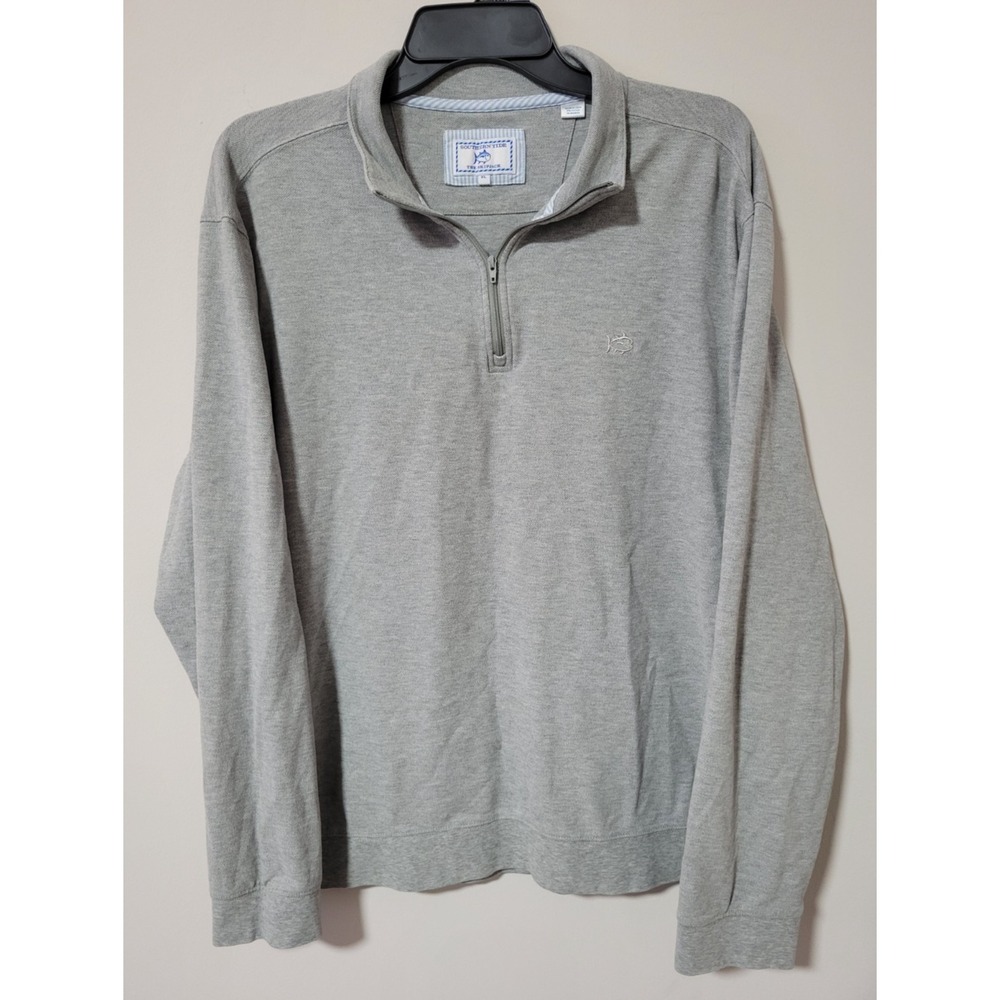 Southern Tide Skipjack 1/4 Zip Pullover Mens XL Gray Cotton Stretch Preppy